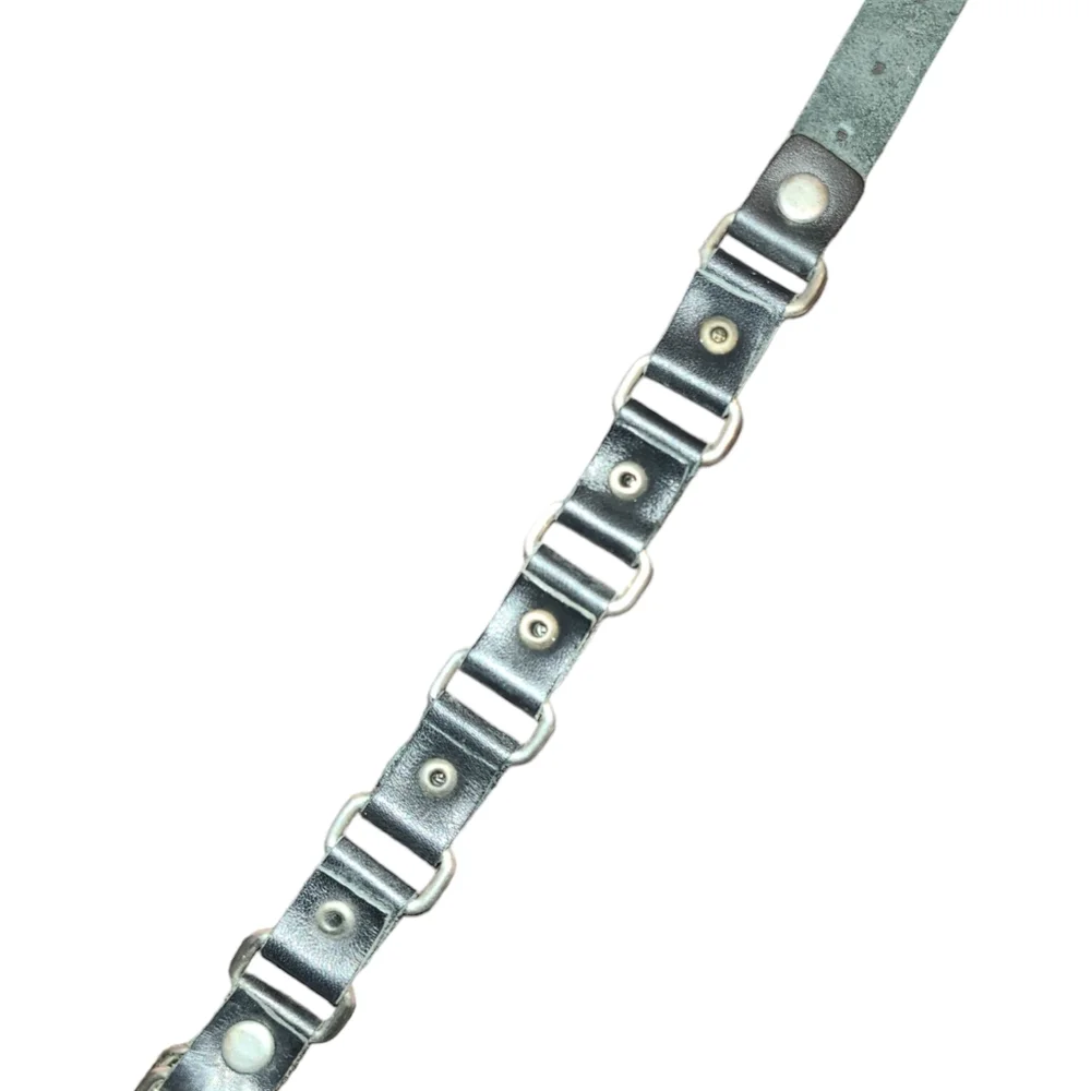 Bracelet Skull and Crossbones black leather and silver unisex